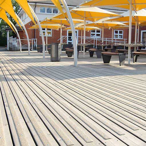 College lunch area decking strips